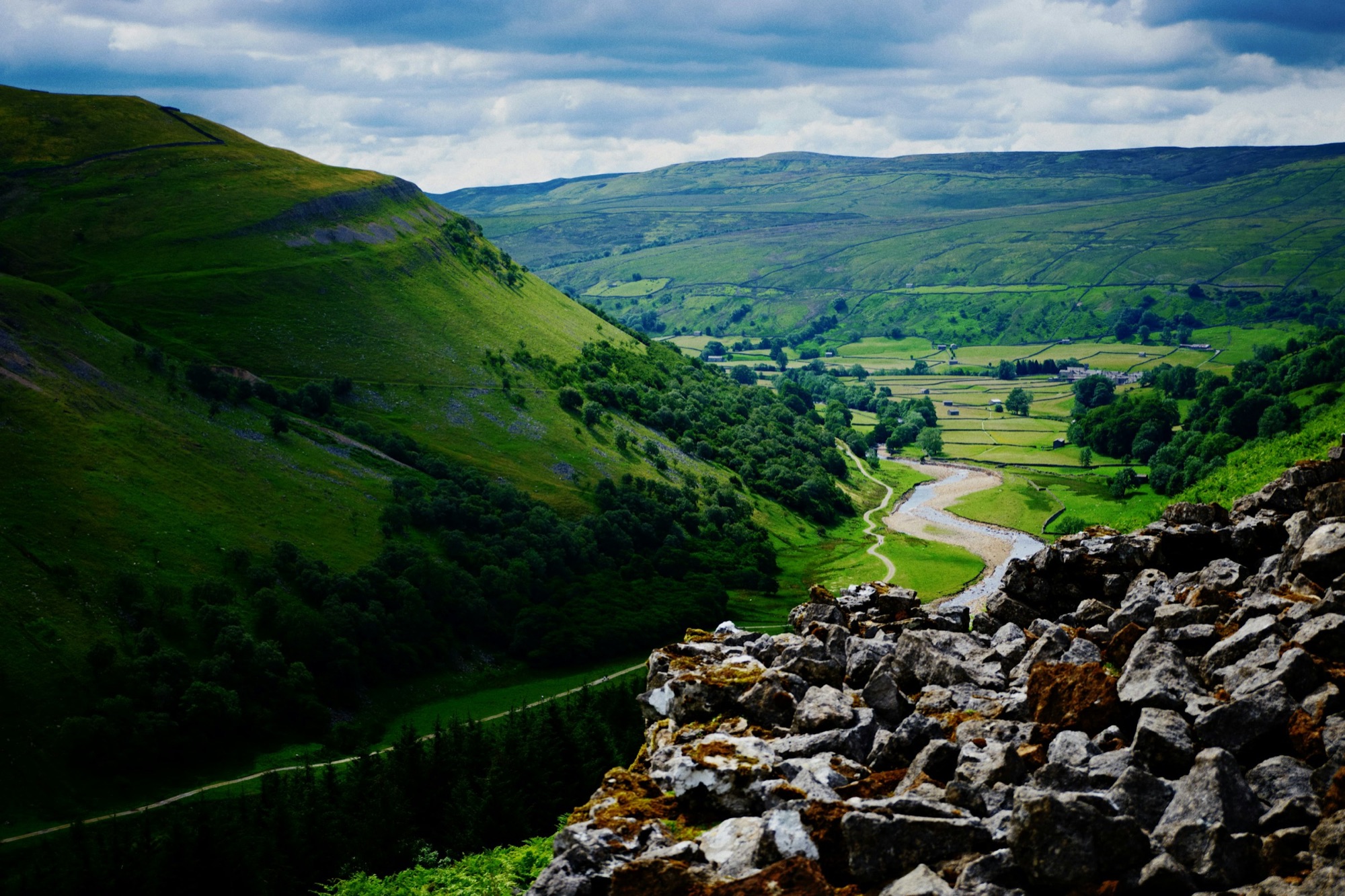 A green Yorkshire valley under a summer sky